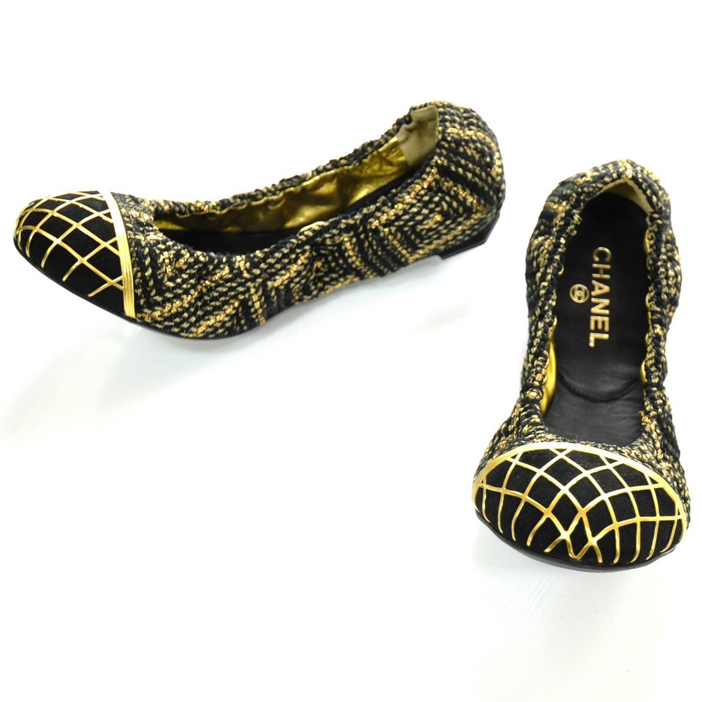 Tweed Caged Ballet Flats 37.5