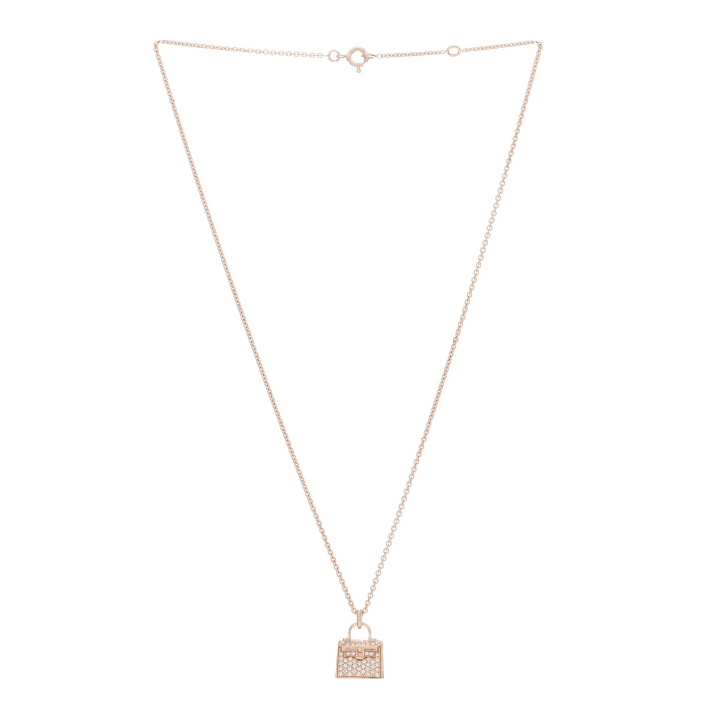 18K Rose Gold Diamond Kelly Amulettes Pendant Necklace