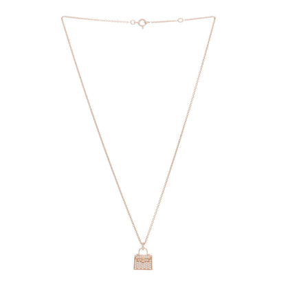 Hermes 18K Rose Gold Diamond Kelly Amulettes Pendant Necklace 3 of 5