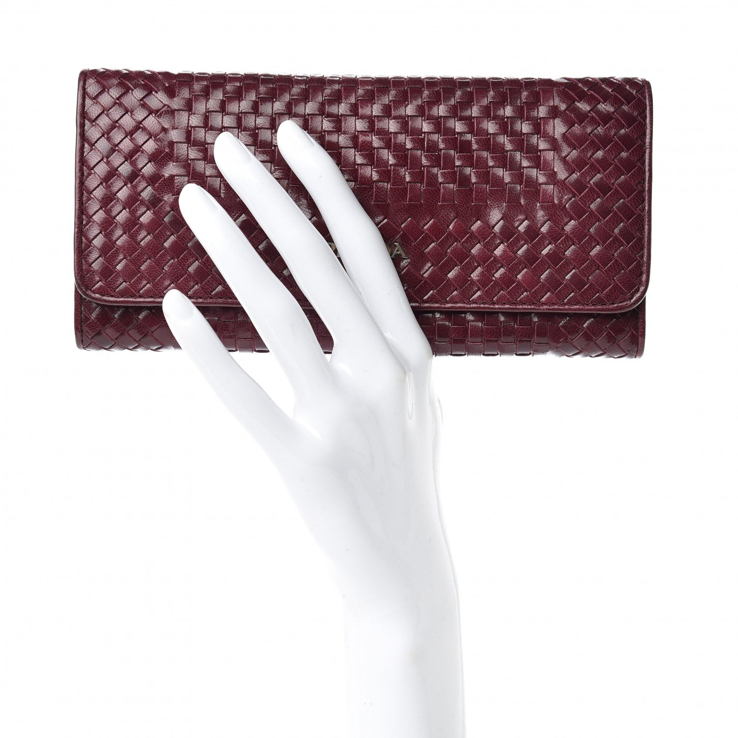 Prada Goatskin Woven Continental Flap Wallet Ribes 2 of 11