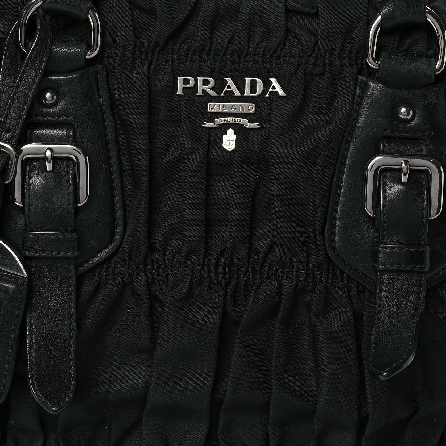 Tessuto Nylon Nappa Braided Gaufre Shopping Satchel Black