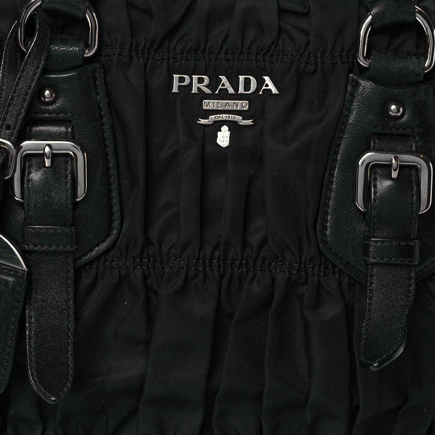 Prada Tessuto Nylon Nappa Braided Gaufre Shopping Satchel Black 7 of 9