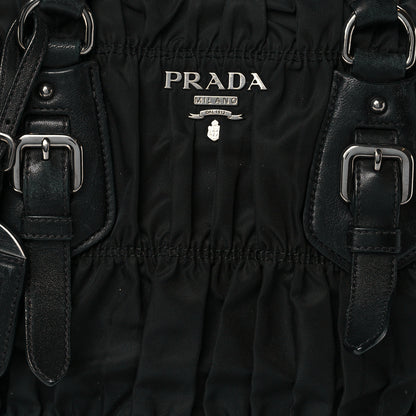 Prada Tessuto Nylon Nappa Braided Gaufre Shopping Satchel Black 7 of 9