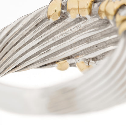 David Yurman Sterling Silver 18K Yellow Gold Diamond 15mm Helena Ring 65 11 5 of 7