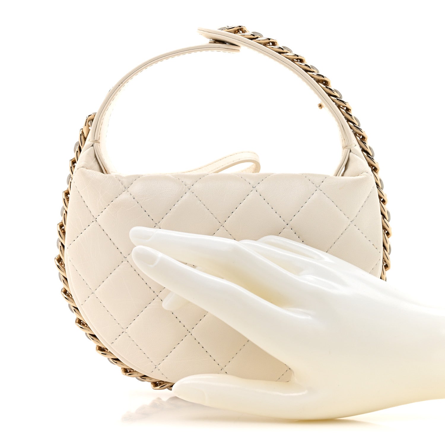 Chanel Lambskin Quilted Chain Around Pouch Hobo White 2 of 11