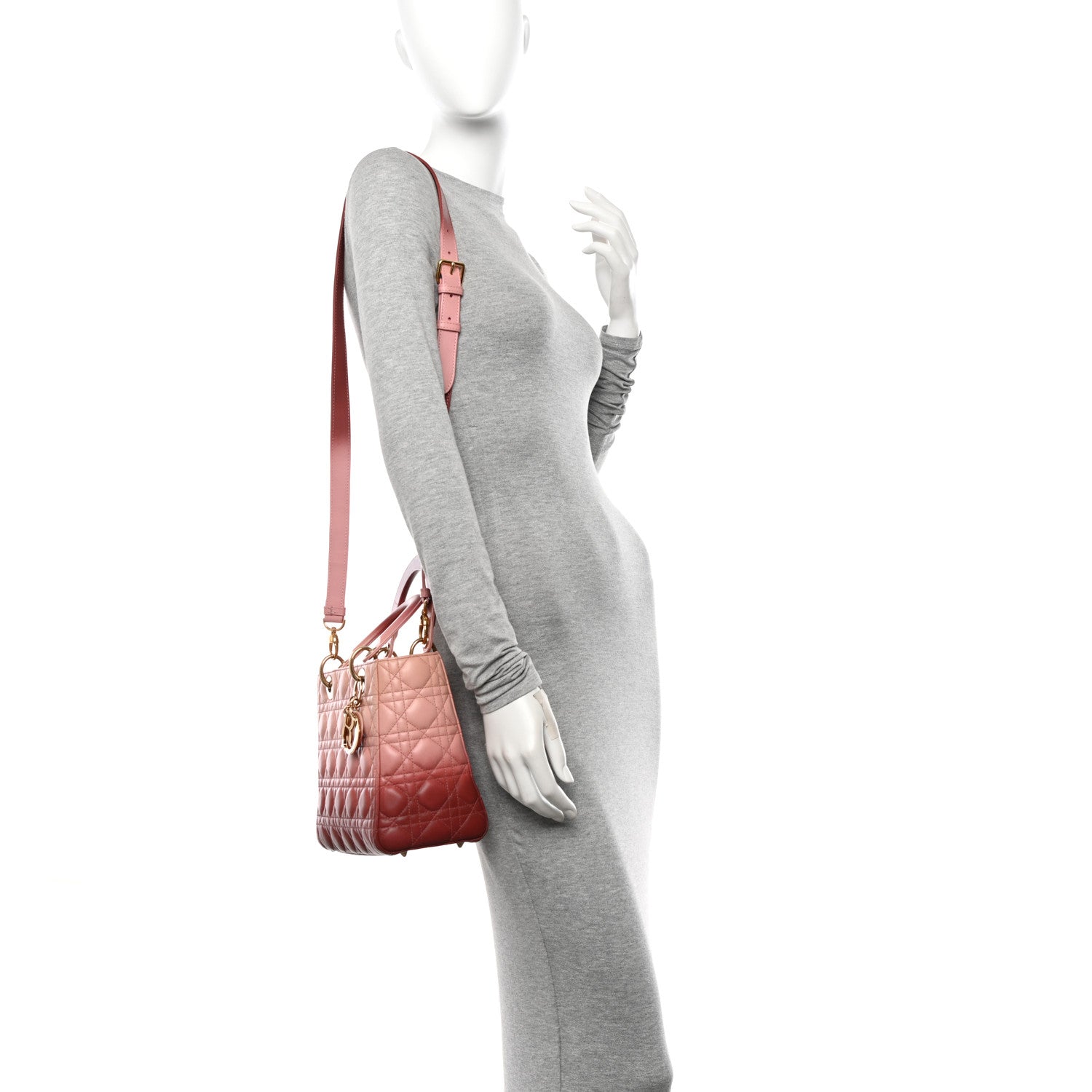 Christian Dior Lambskin Cannage Gradient Medium Lady Dior Pink 2 of 13