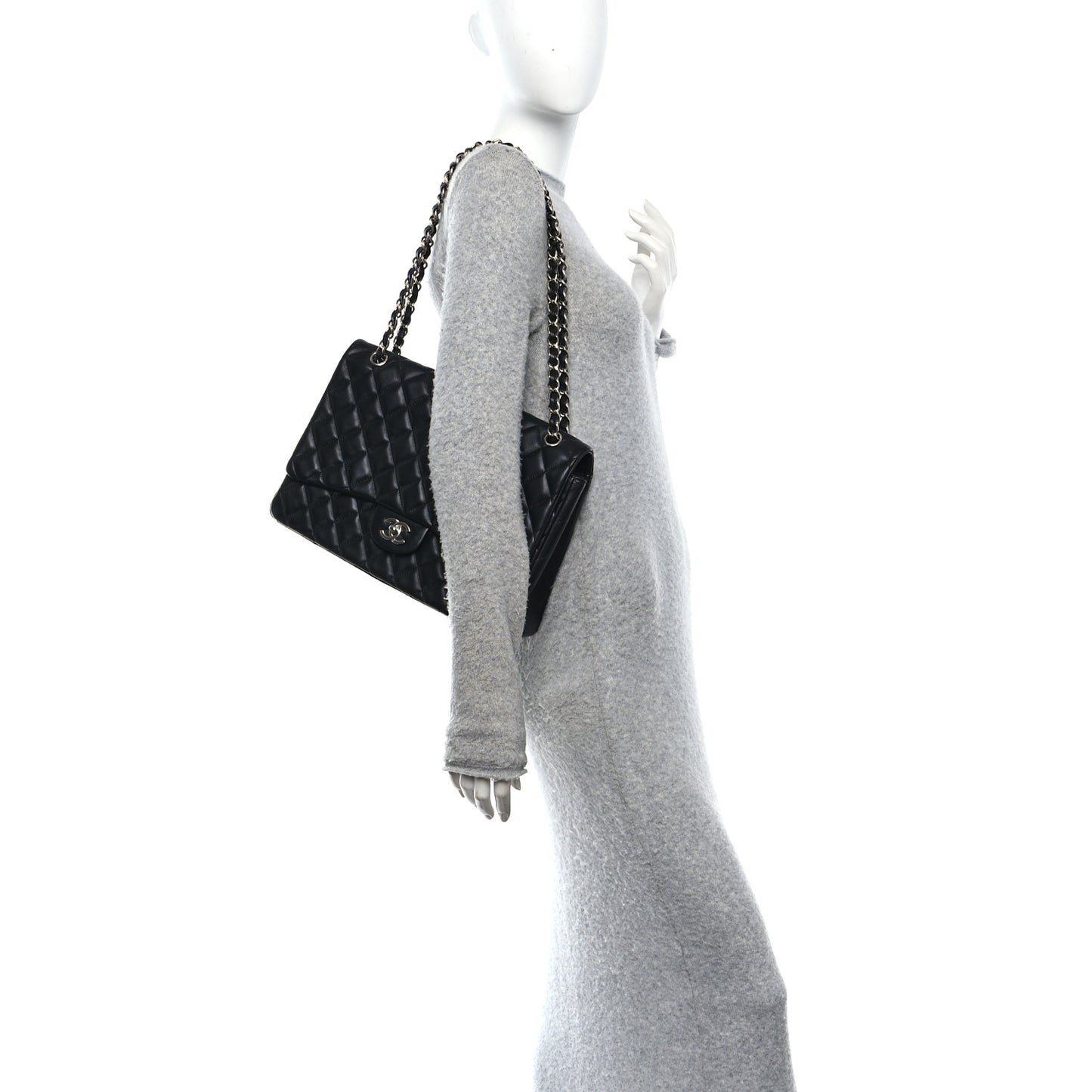 Lambskin Quilted Maxi Single Flap Black