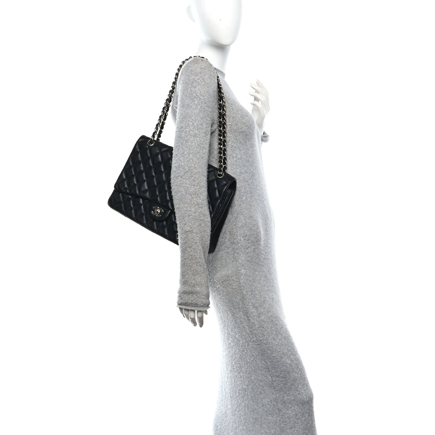 Chanel Lambskin Quilted Maxi Single Flap Black 2 of 10