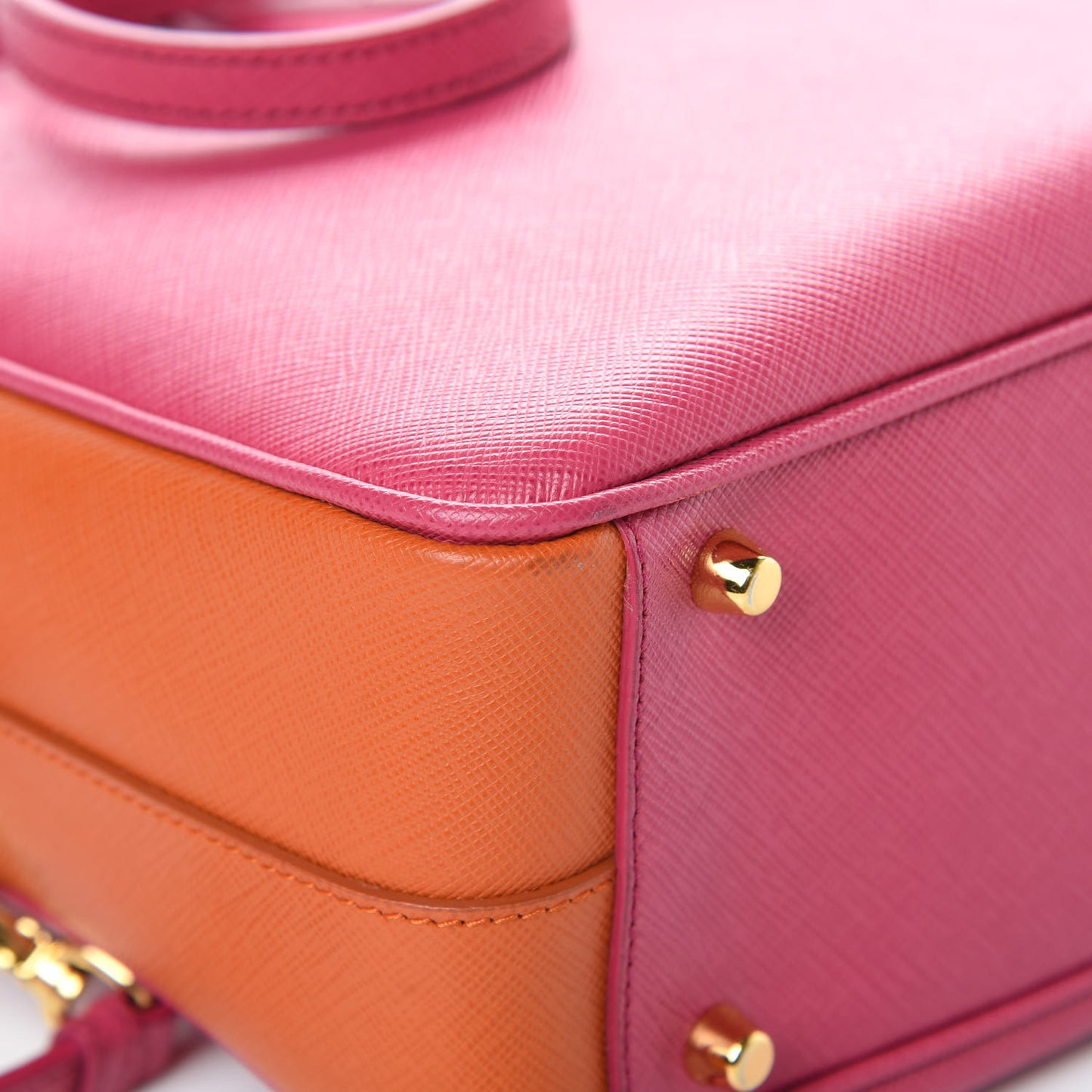Saffiano Lux Petite Bowler Fuchsia Papaya