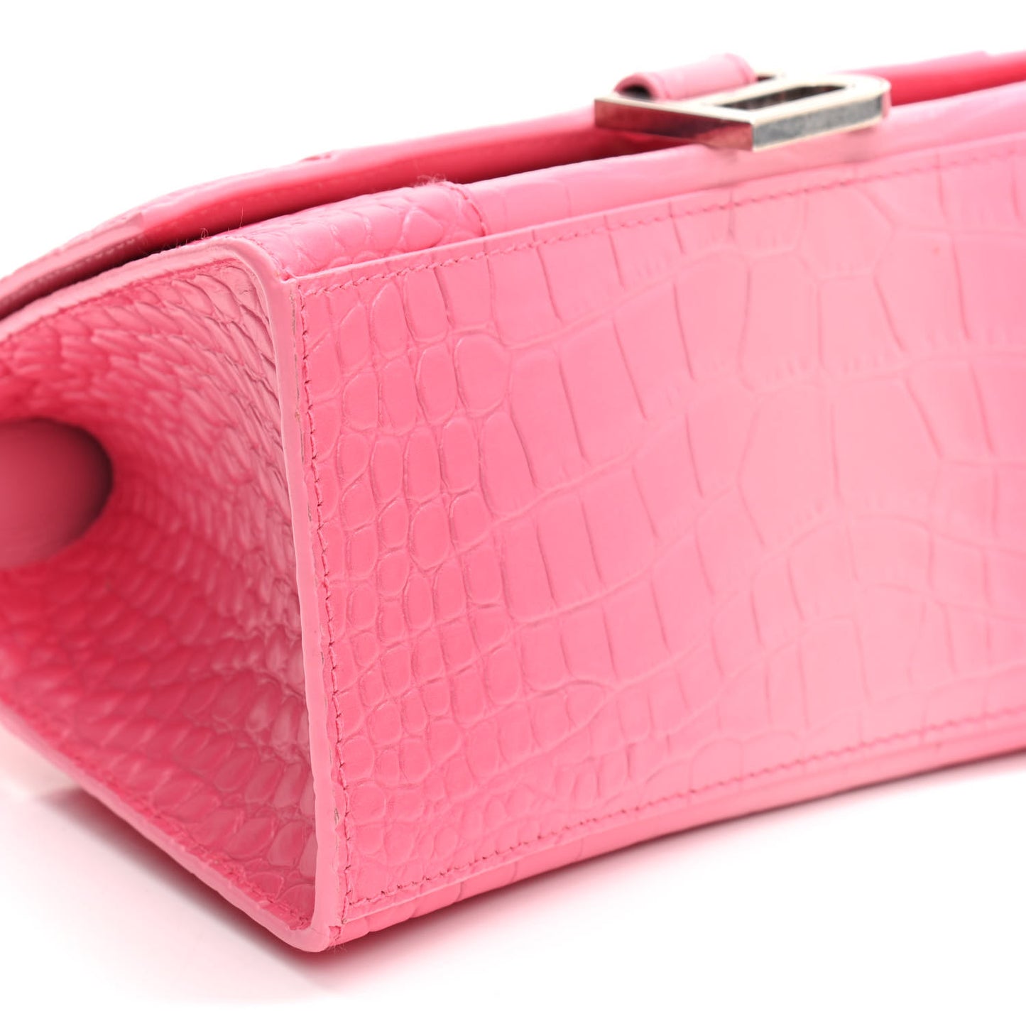 Calfskin Crocodile Embossed Degrade Small Hourglass Top Handle Bag Sweet Pink