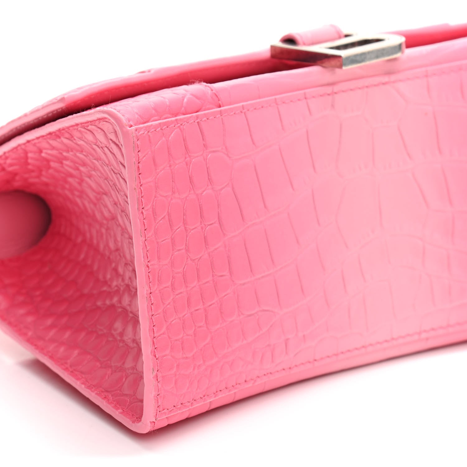 Balenciaga Calfskin Crocodile Embossed Degrade Small Hourglass Top Handle Bag Sweet Pink 11 of 14