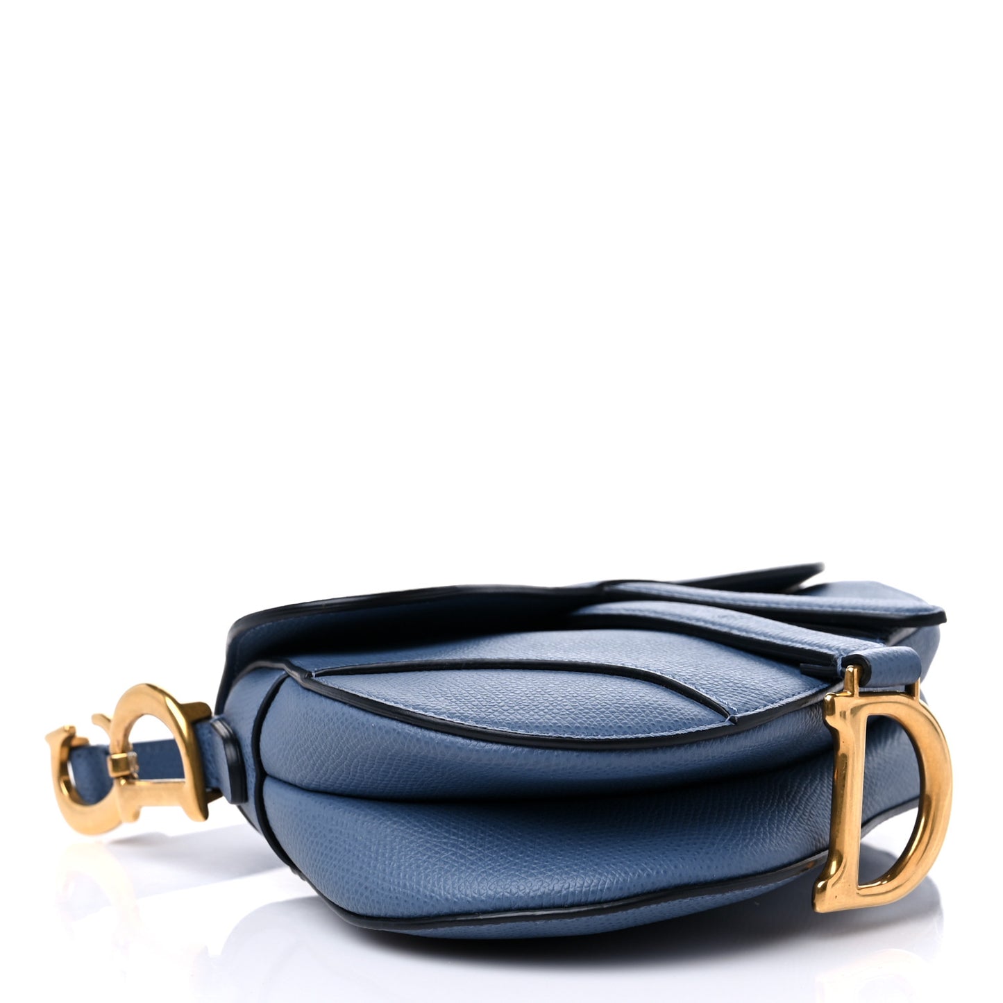 Grained Calfskin Mini Saddle Bag Denim Blue