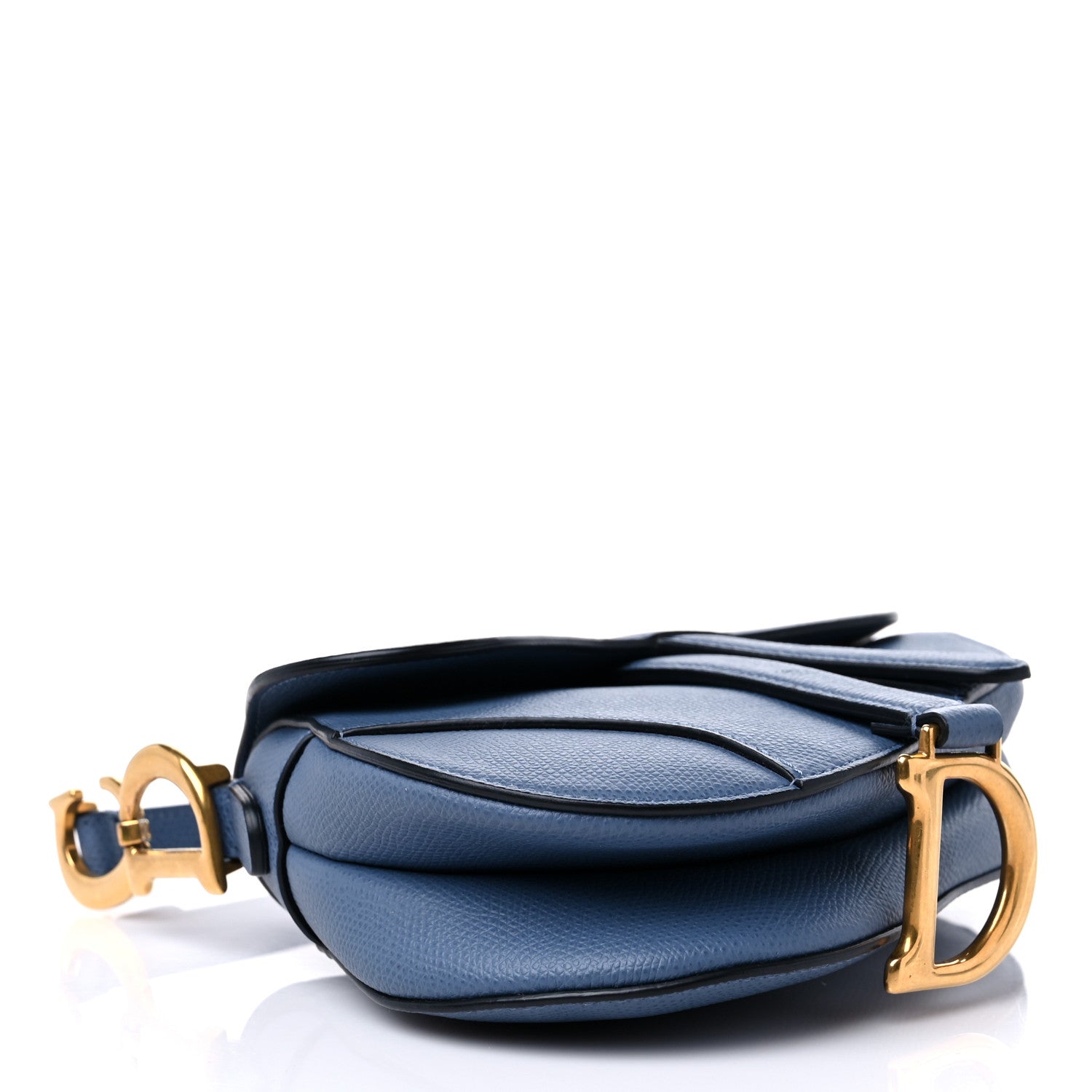 Christian Dior Grained Calfskin Mini Saddle Bag Denim Blue 4 of 14