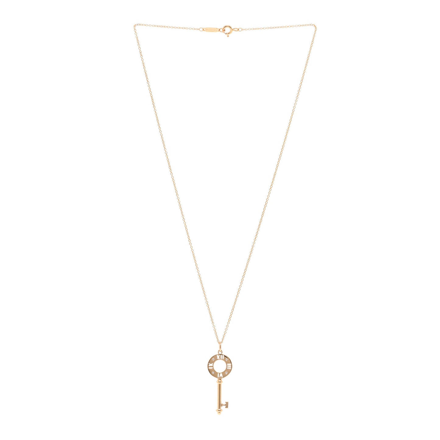 18K Rose Gold Diamond Atlas Pierced Key Pendant Necklace