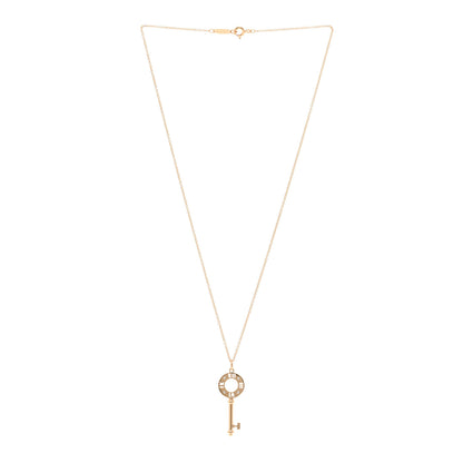 Tiffany 18K Rose Gold Diamond Atlas Pierced Key Pendant Necklace 3 of 5