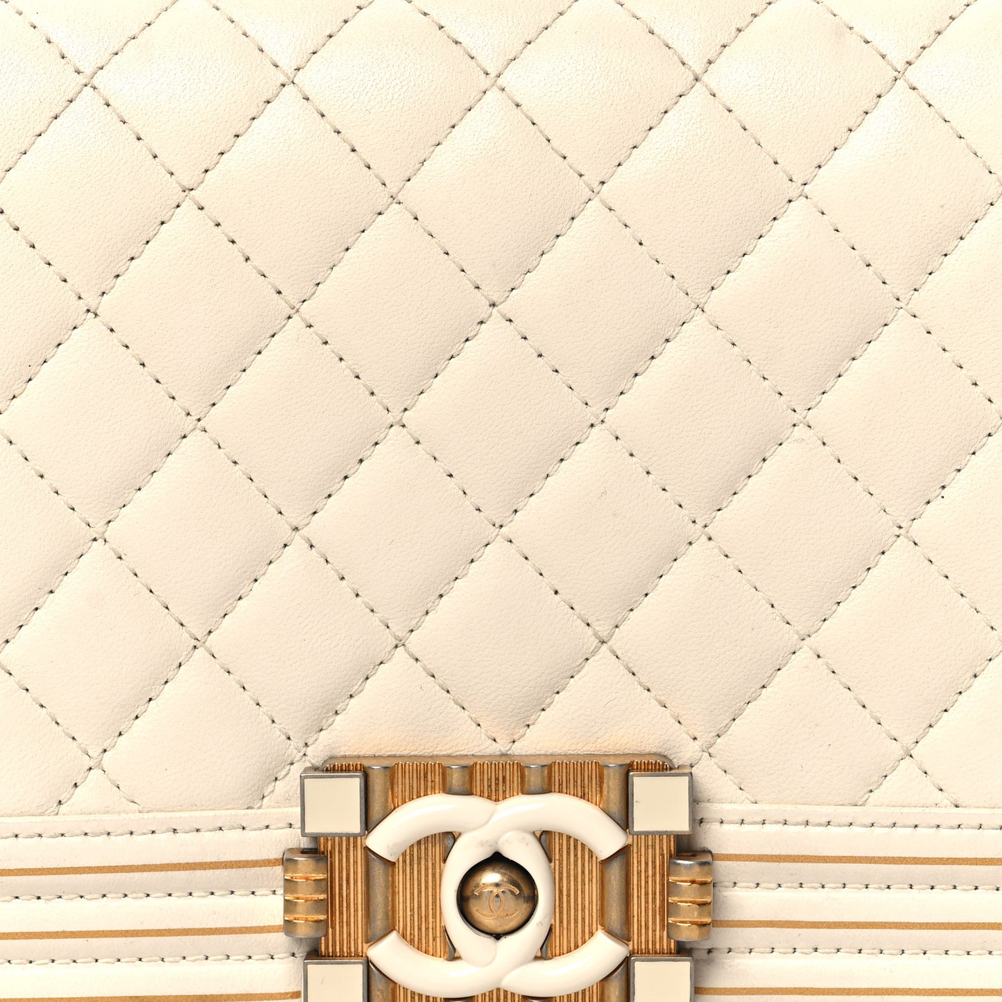 Lambskin Quilted Medium Boy Studded Handle Flap Black Gold