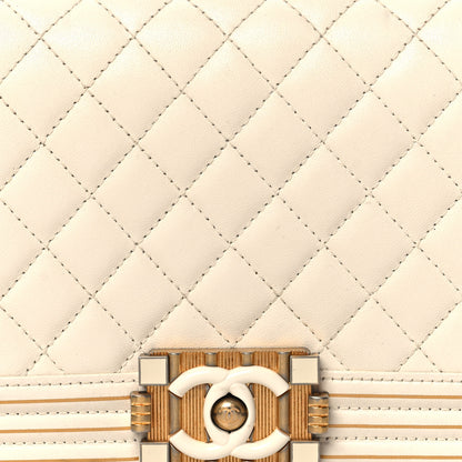 Chanel Lambskin Quilted Medium Boy Studded Handle Flap Black Gold 8 of 14