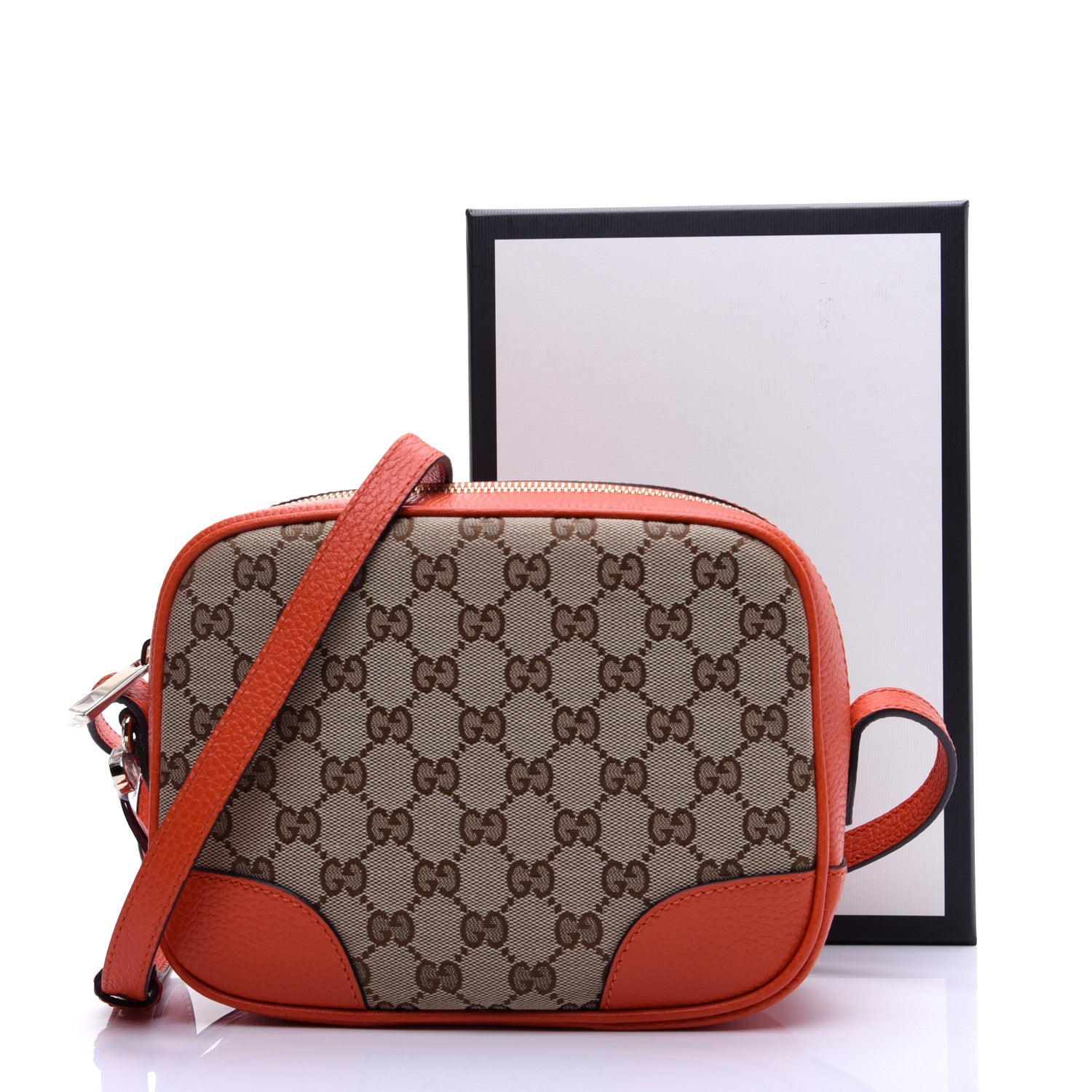 Gucci Monogram Dollar Calfskin Mini Bree Messenger Bag Beige Ebony Sun Orange 13 of 13
