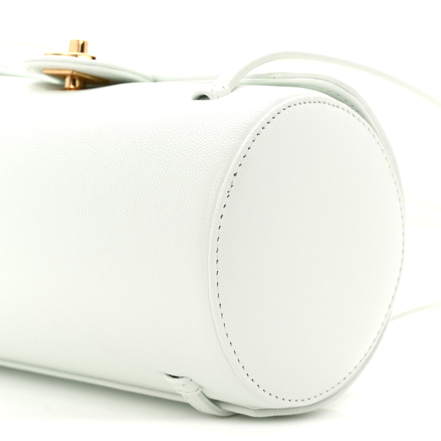 Shiny Caviar Preppy Coco Small Bowling Bag Light Blue