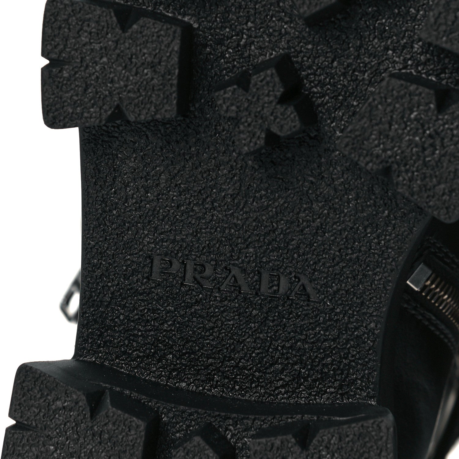 Prada Vitello Lux Nylon Metal Triangle Logo Monolith Pouch Pocket 55mm Tall Combat Boots 37 Black 7 of 7