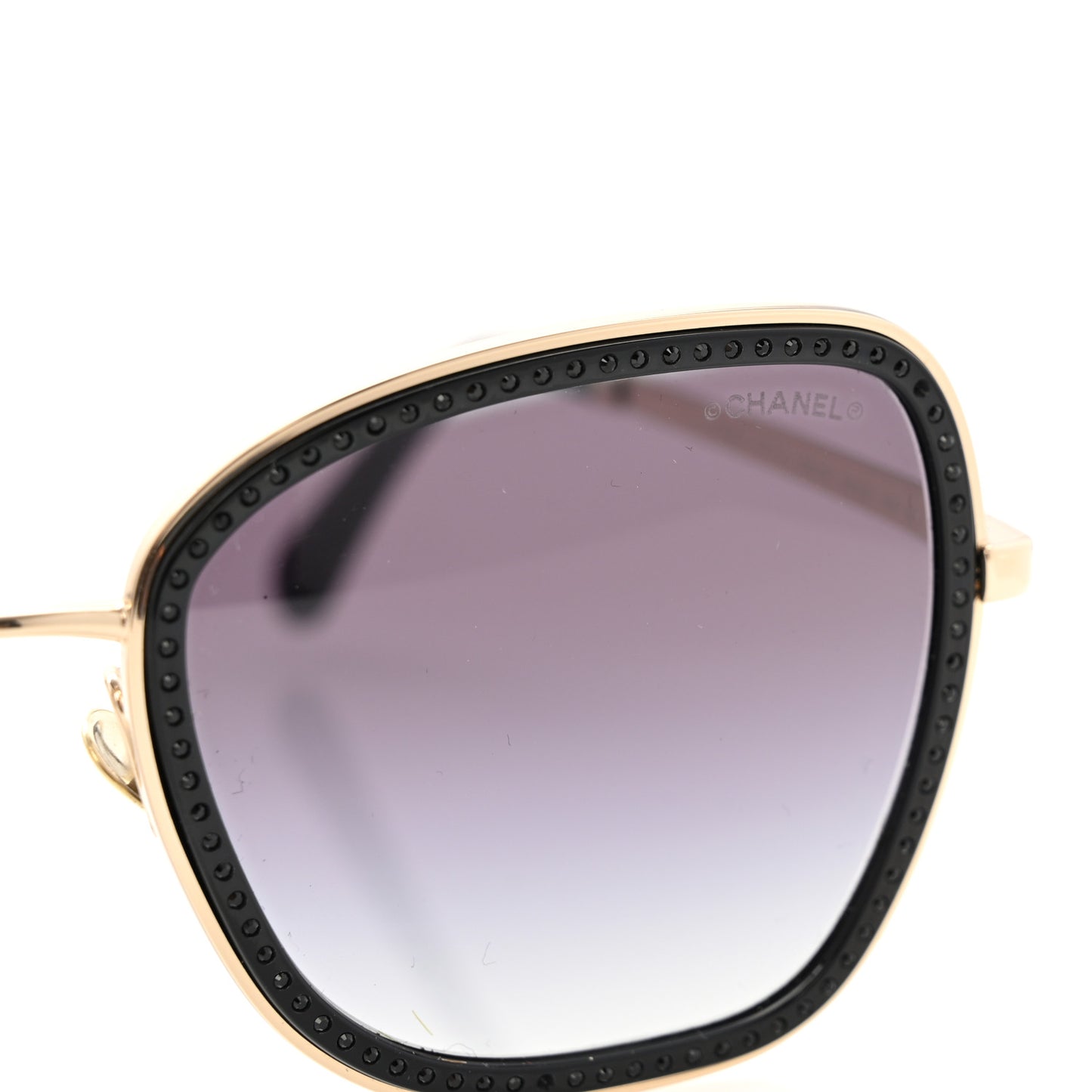 Square Frame Sequin Sunglasses 4277-B Black Silver