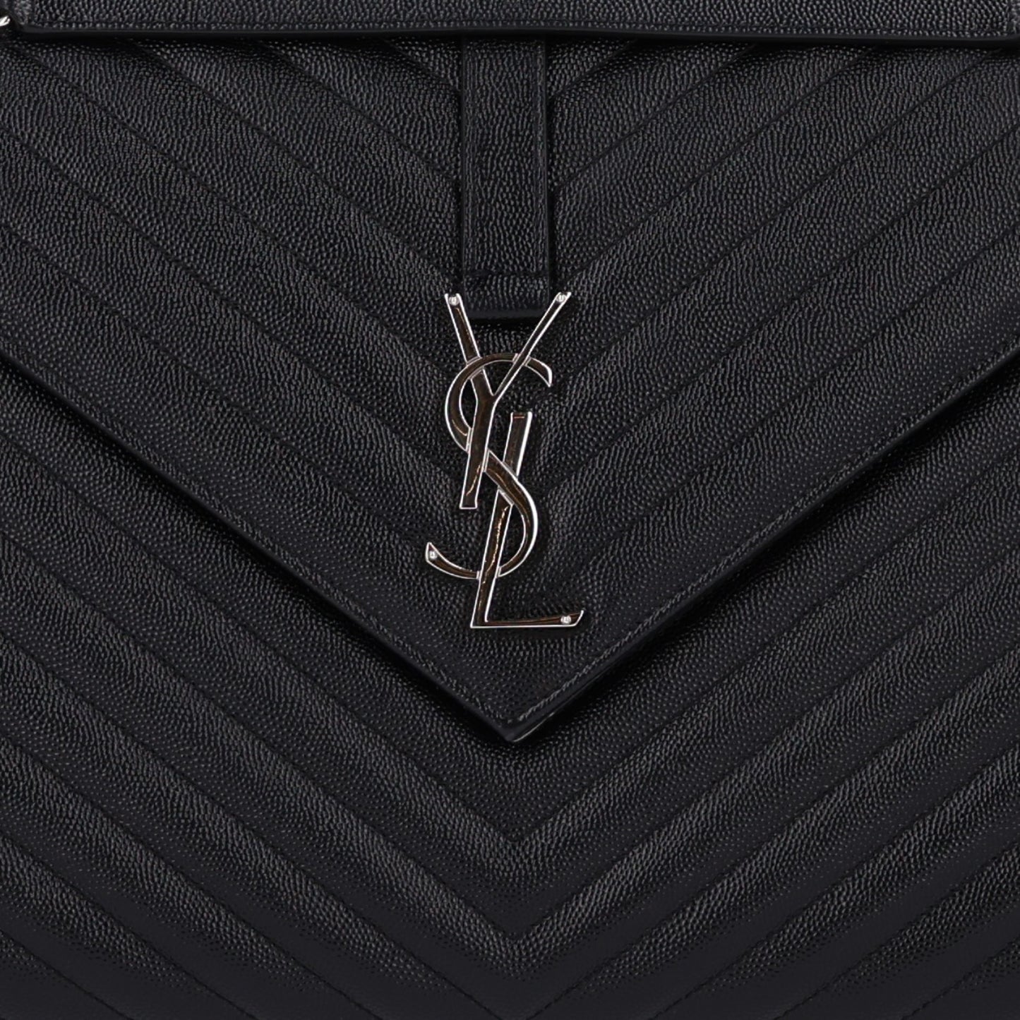 Grain De Poudre Matelasse Chevron Large Monogram Satchel Black