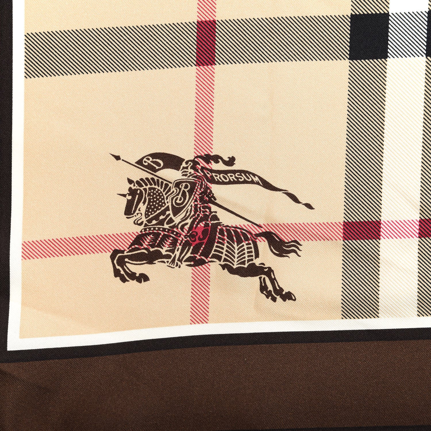 Burberry Silk Haymarket Check Square Scarf Brown Beige 2 of 5
