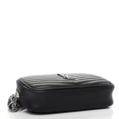 Saint Laurent Grain De Poudre Matelasse Monogram Mini Lou Camera Bag Black 4 of 10