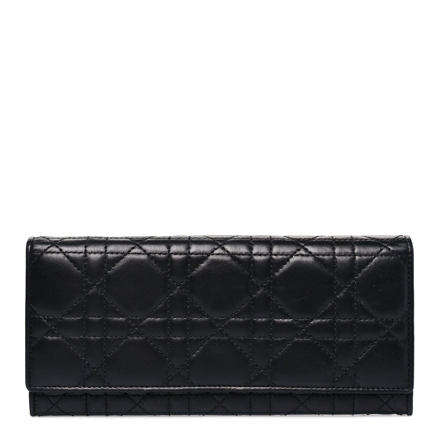 Christian Dior Lambskin Cannage Lady Dior Flap Wallet Black 1 of 7