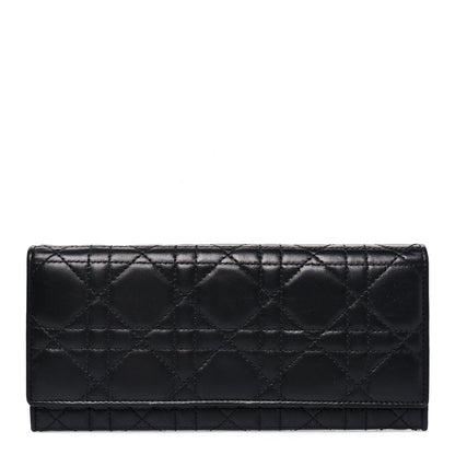Christian Dior Lambskin Cannage Lady Dior Flap Wallet Black 1 of 7