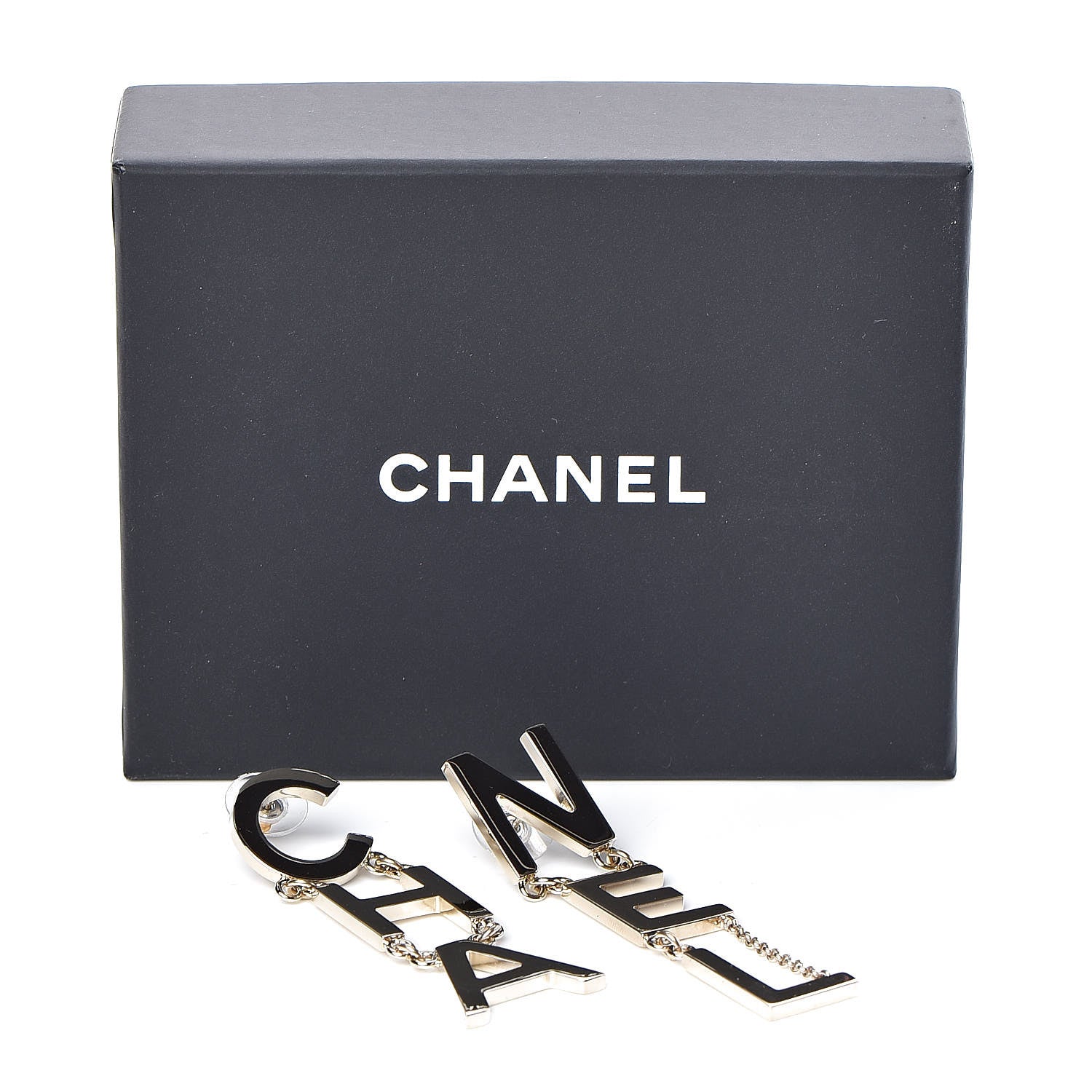 Chanel Metal Cha-Nel Logo Drop Earrings Gold 5 of 5