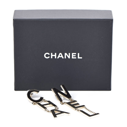 Chanel Metal Cha-Nel Logo Drop Earrings Gold 5 of 5