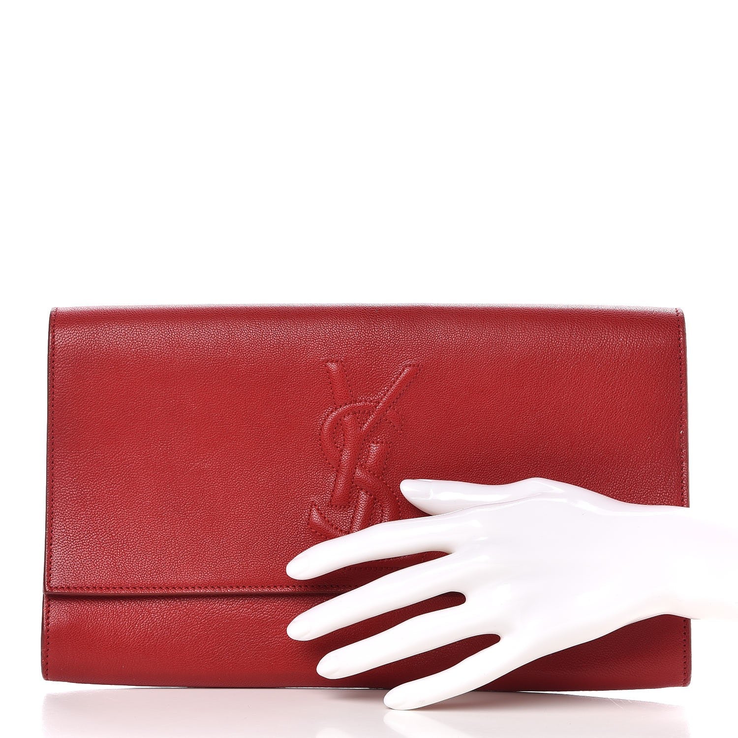 Saint Laurent Goatskin Monogram Large Belle De Jour Clutch Red 2 of 7