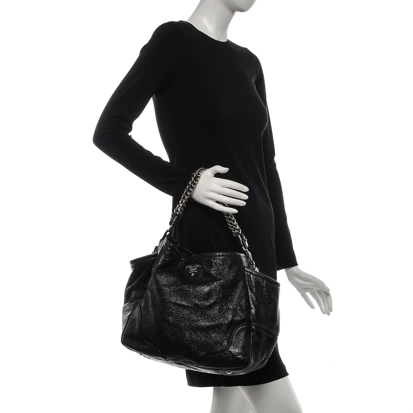 Cervo Lux Chain Shoulder Bag Nero Black