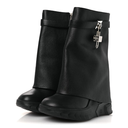 Givenchy Grained Calfskin Shark Lock Biker Ankle Boots 40 Black 3 of 13