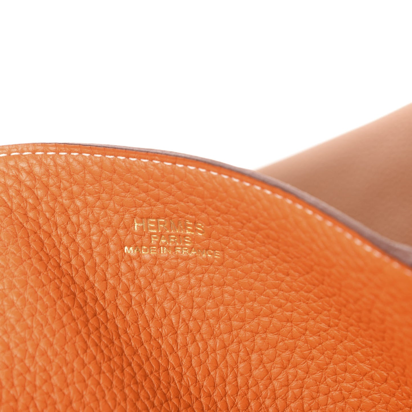 Taurillon Clemence Double Sens 36 Reversible Tote Orange Gold