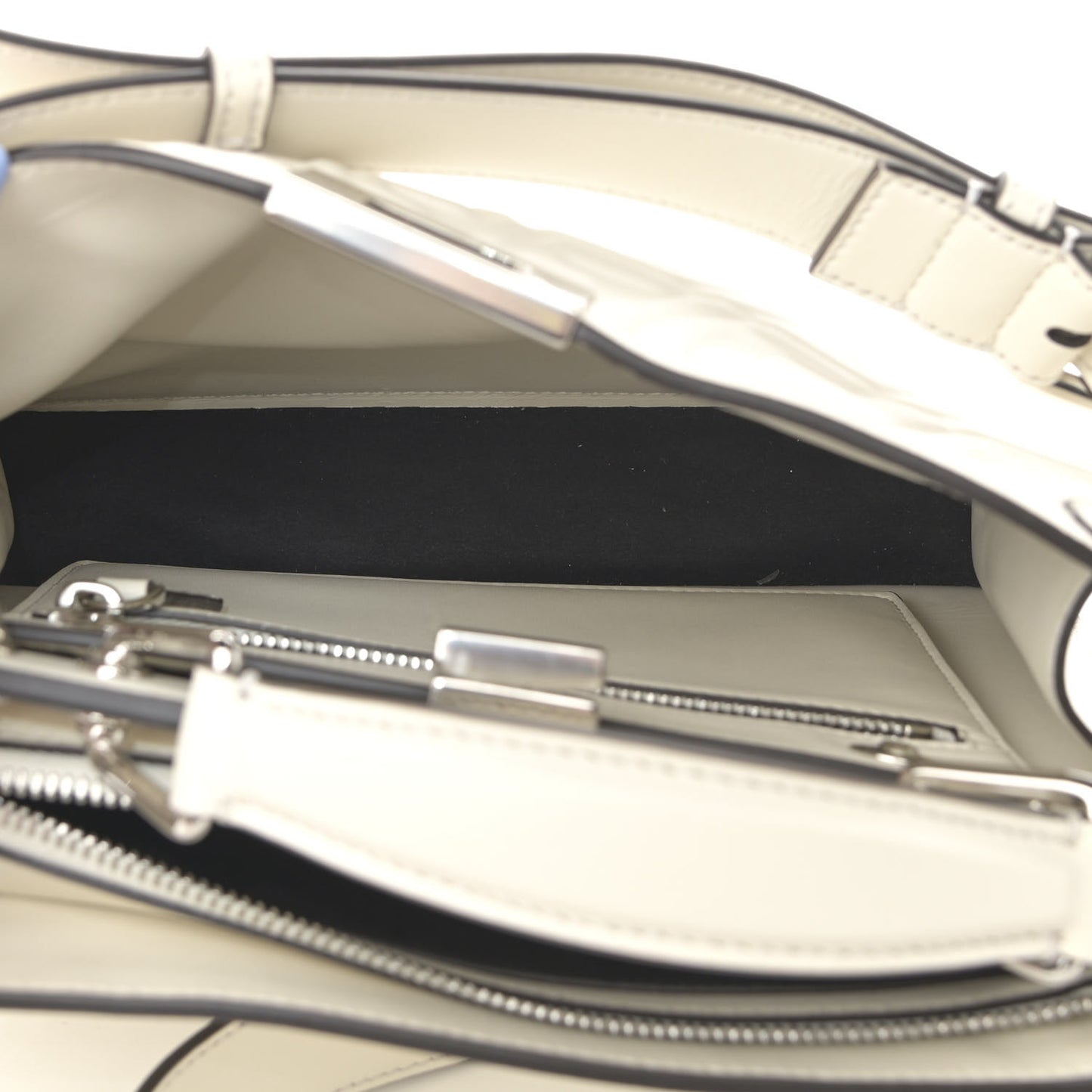 X SARAH COLEMAN Nappa FF Fish Eye Embossed Mini Peekaboo I SEE U Satchel White Ice