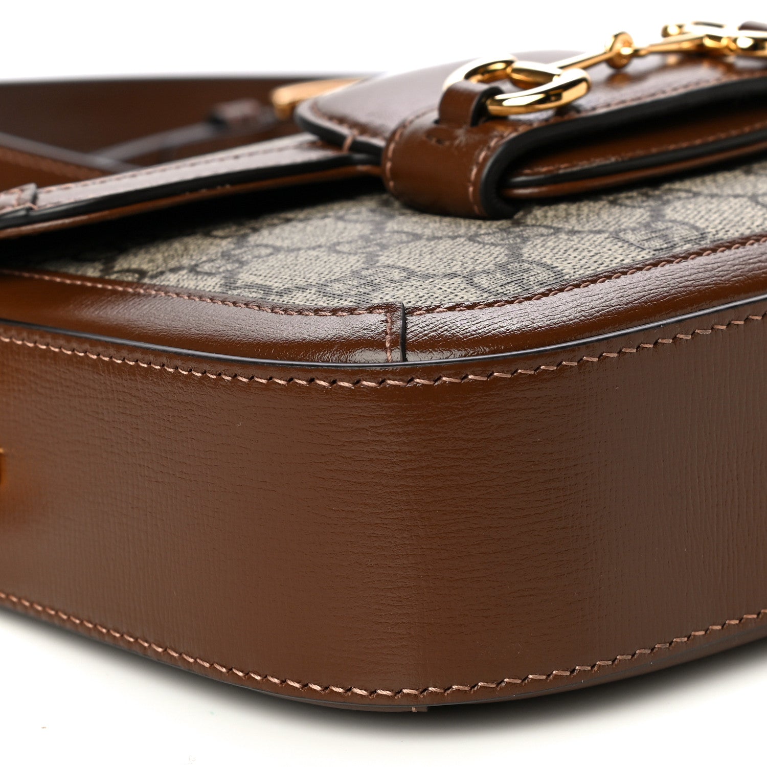 Gucci GG Supreme Monogram Web Mini Horsebit 1955 Shoulder Bag Beige Brown Sugar 11 of 13