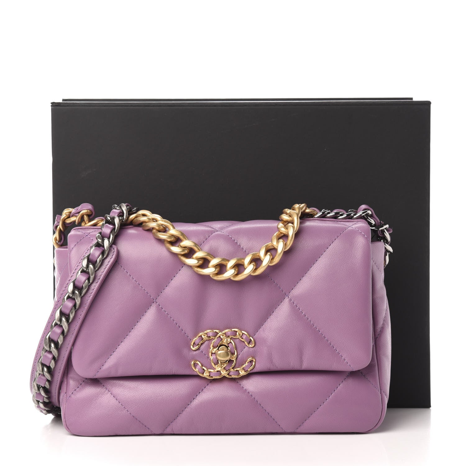 Chanel Goatskin Quilted Medium 19 Flap Violet Purple 10 of 10