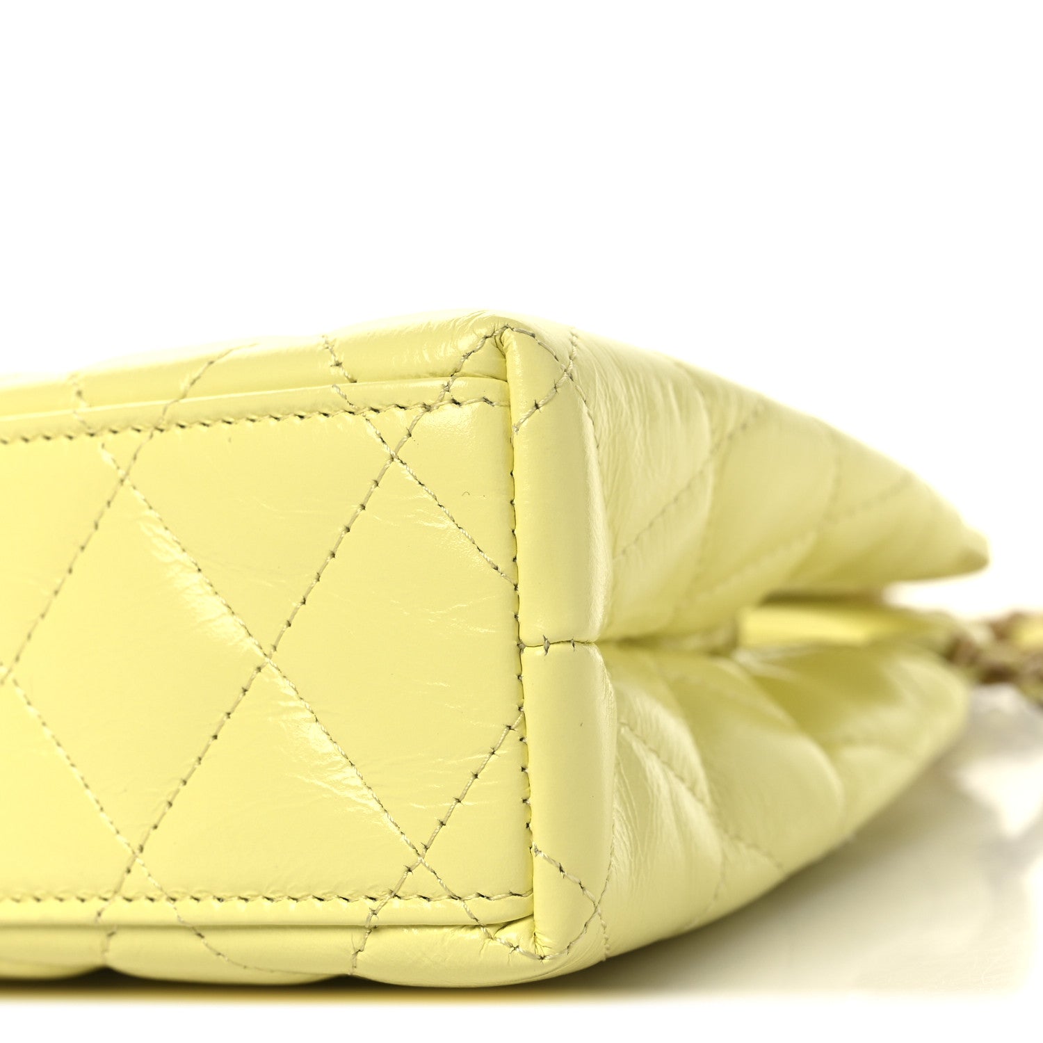 Chanel Shiny Aged Calfskin Quilted Nano Kelly Shopper Light Yellow 10 of 10