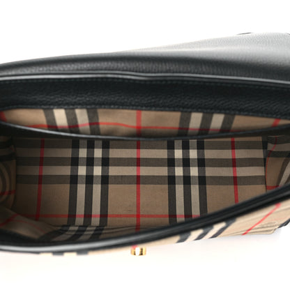 Burberry Coated Canvas Calfskin Vintage Check Medium Note Crossbody Bag Black 5 of 10