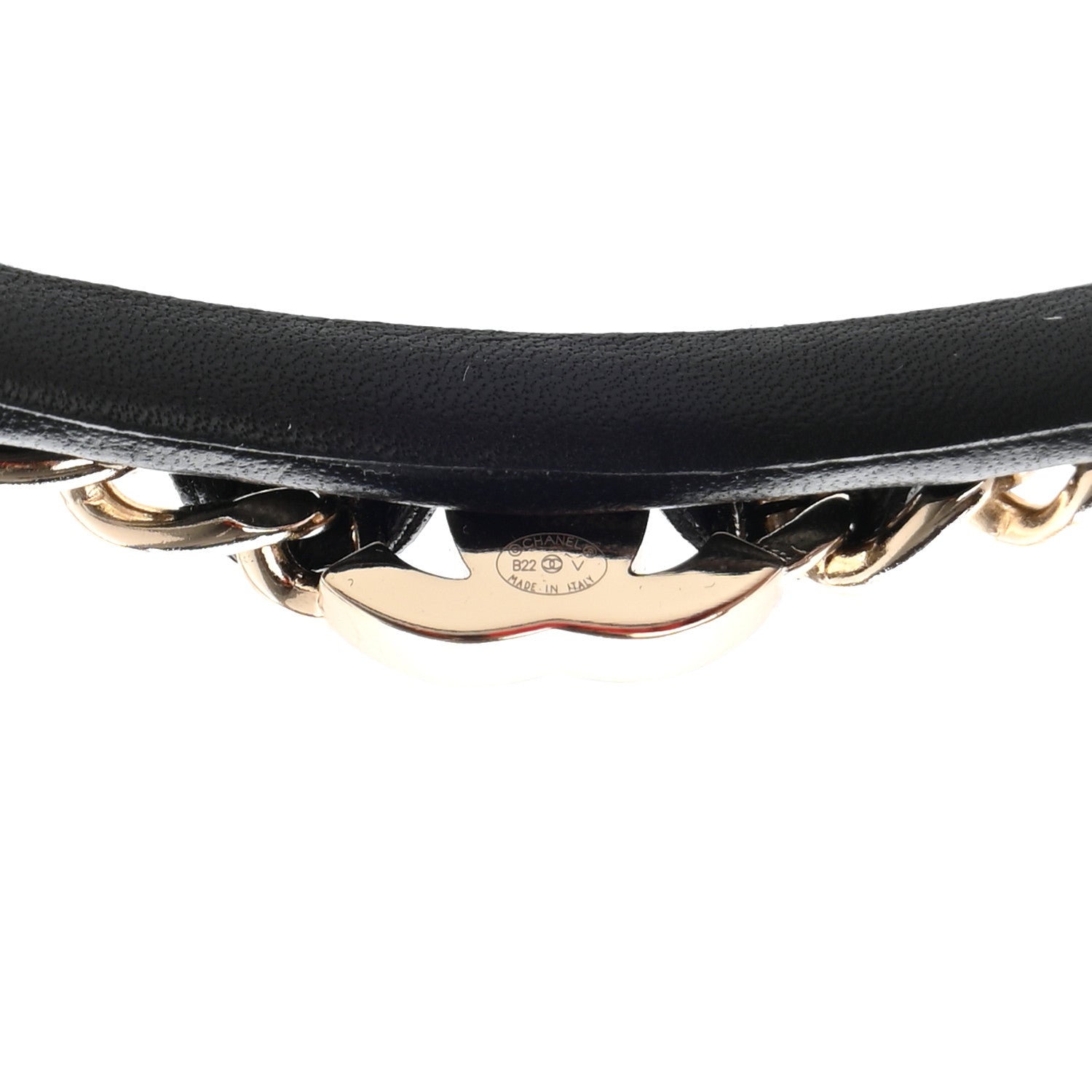 Chanel Metal Lambskin CC Turnlock Chain Headband Gold Black 5 of 7