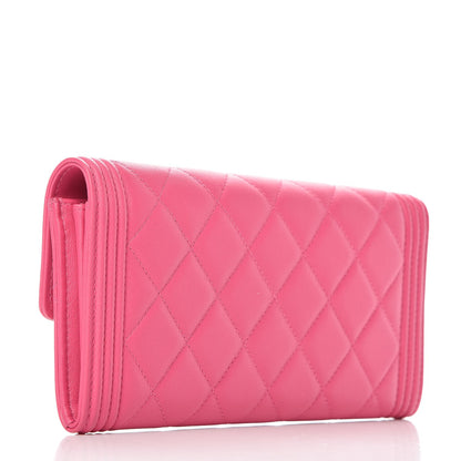 Chanel Lambskin Quilted Boy Flap Wallet Fuchsia 3 of 9