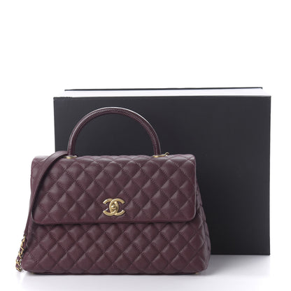 Chanel Caviar Lizard Quilted Medium Coco Handle Flap Burgundy 11 of 11