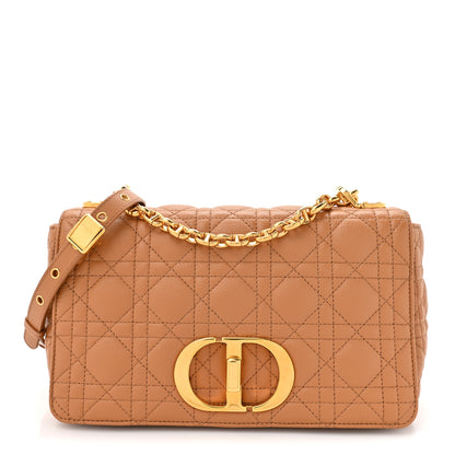 Christian Dior Calfskin Cannage Medium Caro Bag Tan 1 of 10
