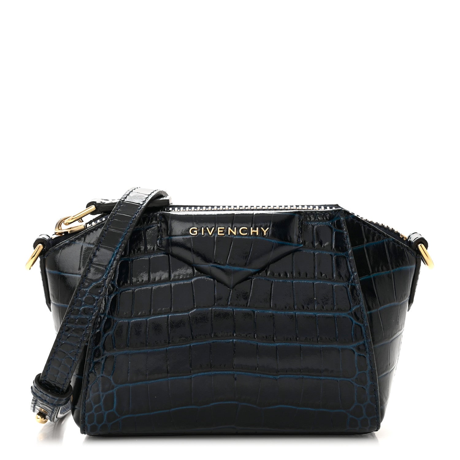Givenchy Calfskin Crocodile Embossed Nano Antigona Navy 1 of 9