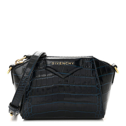 Givenchy Calfskin Crocodile Embossed Nano Antigona Navy 1 of 9
