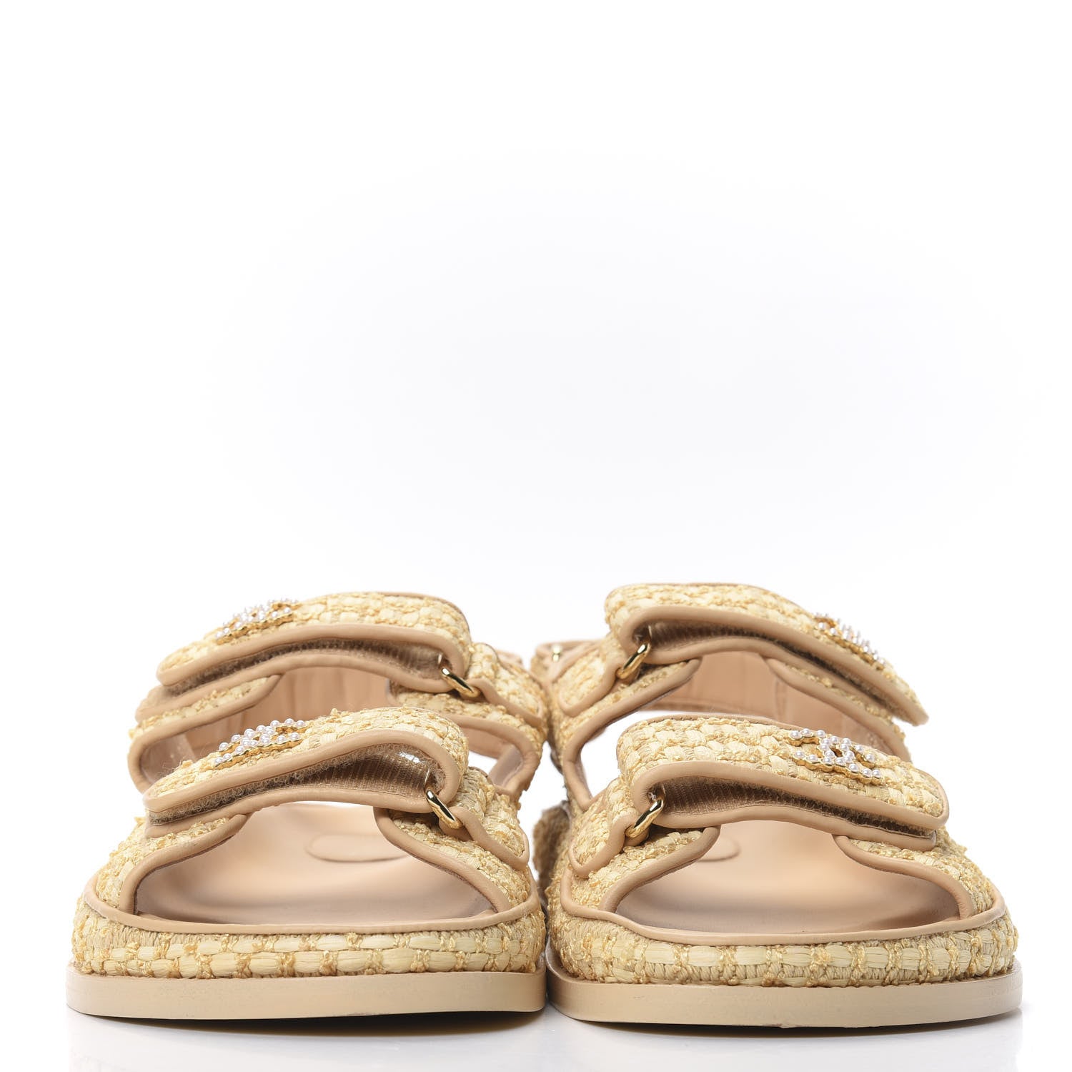 Chanel Braided Fabric Velcro Dad Sandals 40 Beige 2 of 8