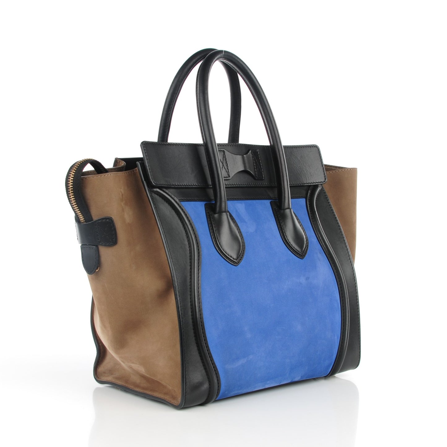 Nubuck Smooth Calfskin Mini Tri-Color Luggage Royal Blue