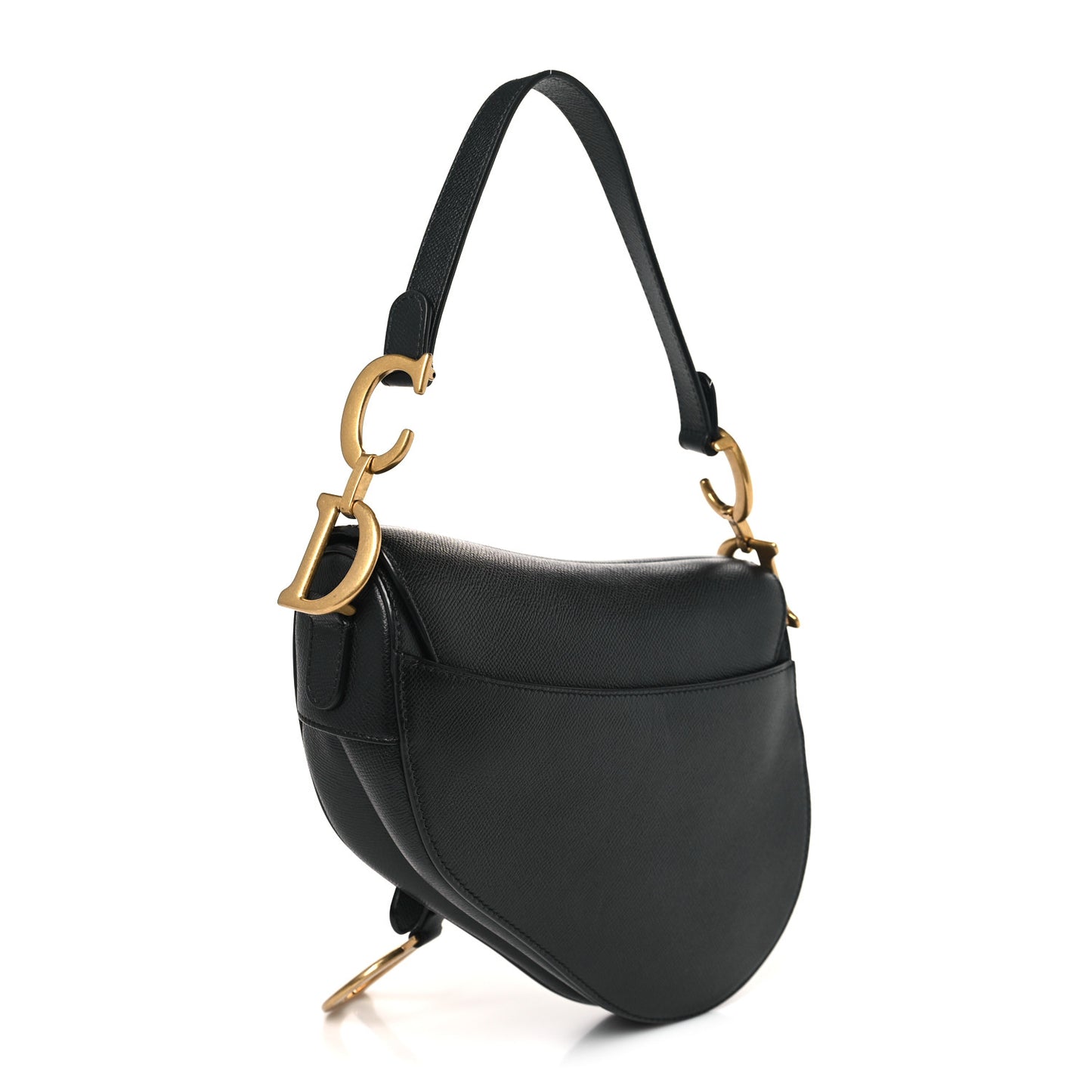 Grained Calfskin Saddle Bag Black